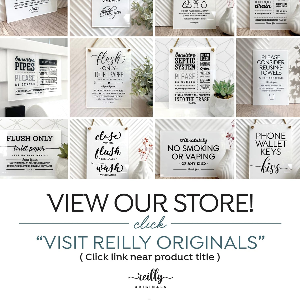 Designer bathroom decor by Reilly Originals 6x8 sign.