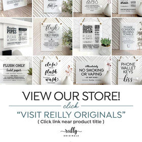 Designer bathroom decor by Reilly Originals 6x8 sign.