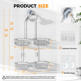 REINHARDT eight side hooks and razor holders organize loofahs and grooming tools.