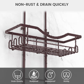 REINHARDT Bronze rustproof caddy endures wet bathroom conditions