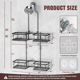 REINHARDT eight hooks add space for loofahs, sponges, and towels.