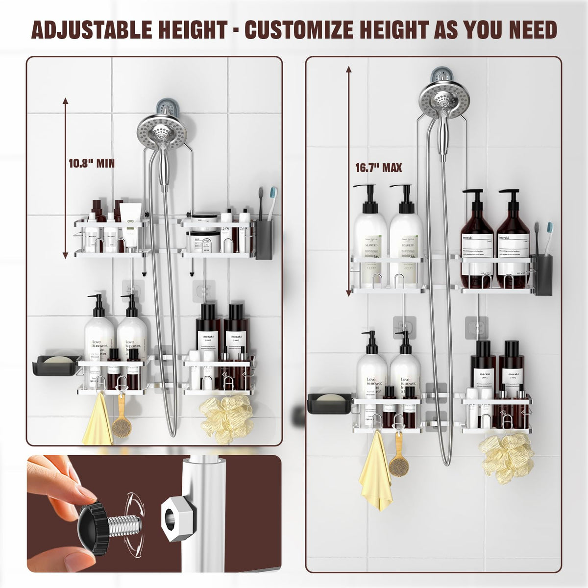 Reinhardt shower caddy demonstrates handheld compatibility