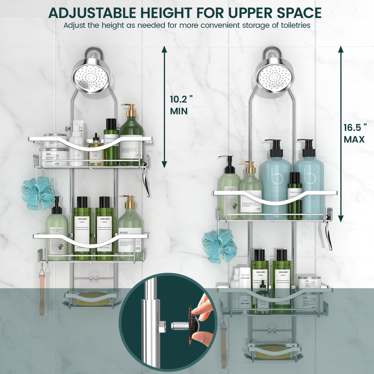 REINHARDT over shower head design keeps essentials within arm's reach.