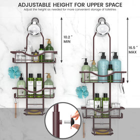 REINHARDT Over showerhead caddy anti-swing design stabilizes items