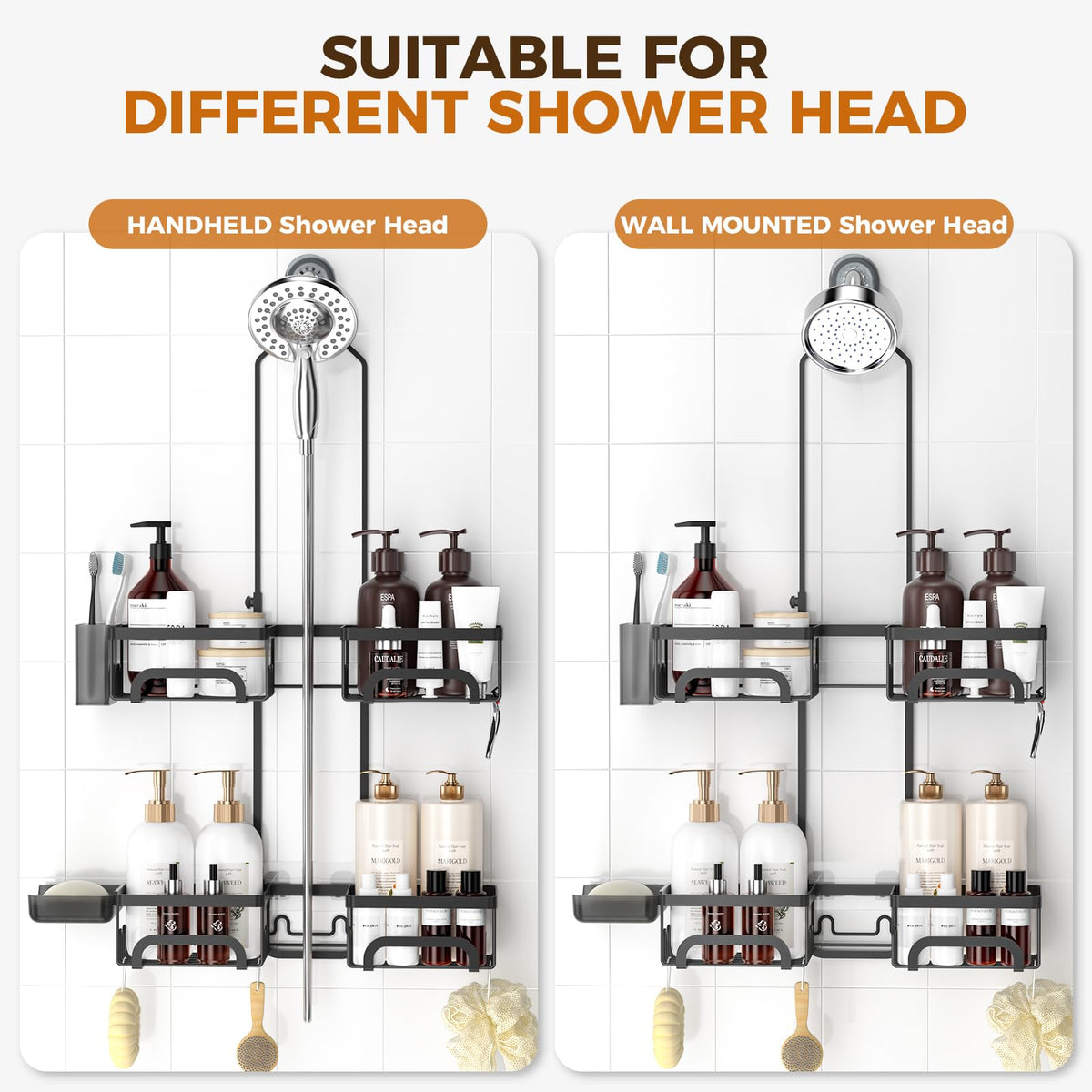 REINHARDT shower caddy rustproof durability withstands humid bathrooms and repeated use