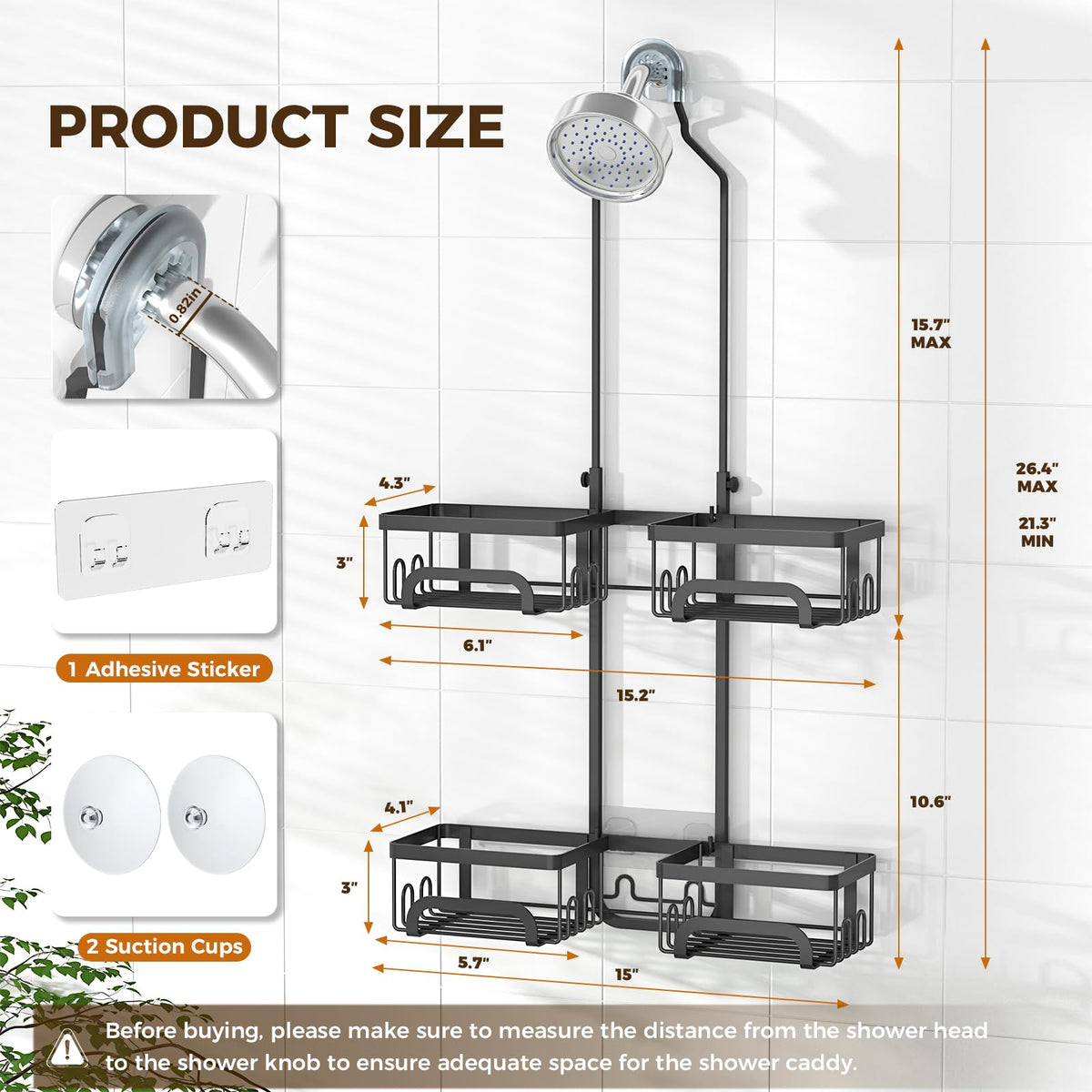 REINHARDT shower caddy soap and toothbrush holder keep essentials within arm's reach