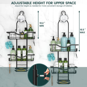 REINHARDT Adjustable height caddy fits any shower space.