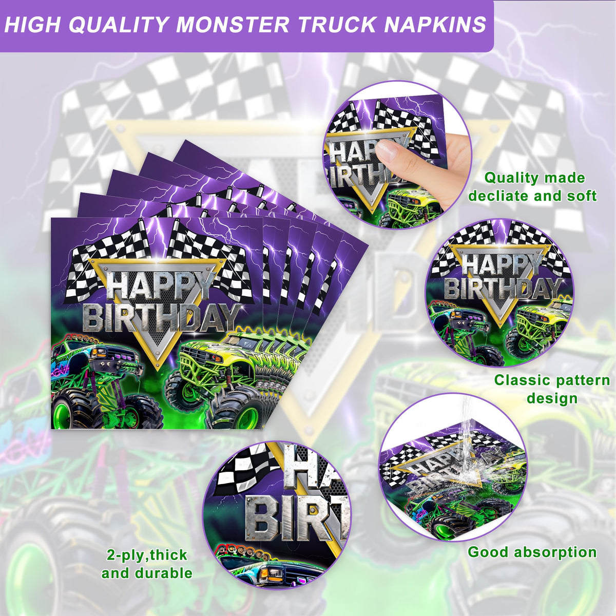 Rejoice Bunny monster truck napkins help keep hands clean during play