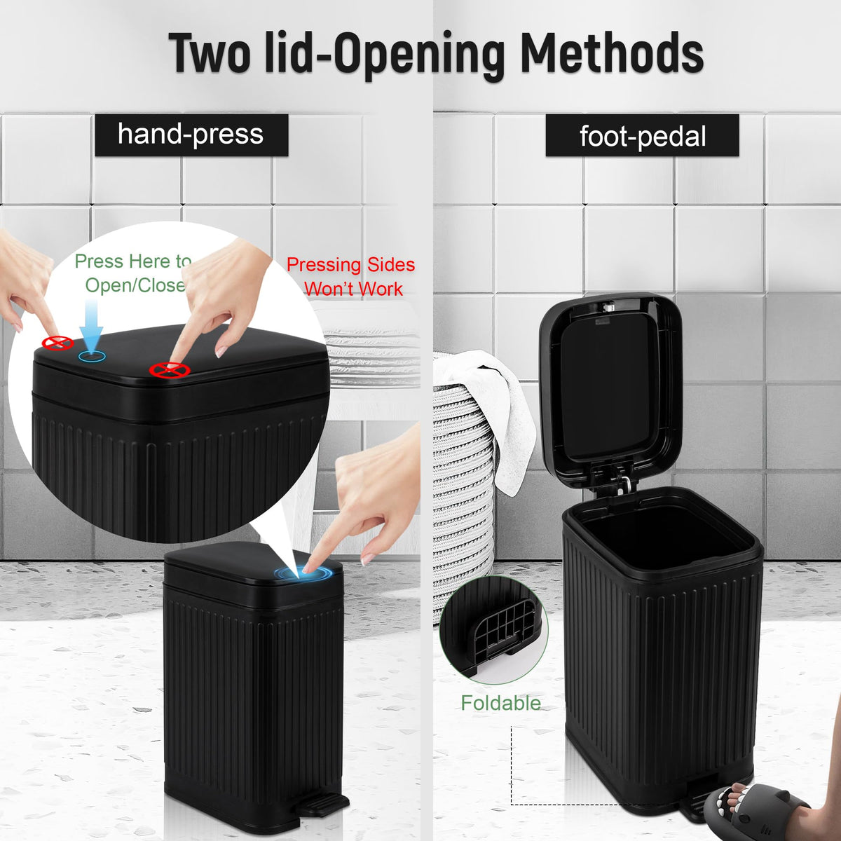Rejomiik foot pedal allowing hands-free waste disposal