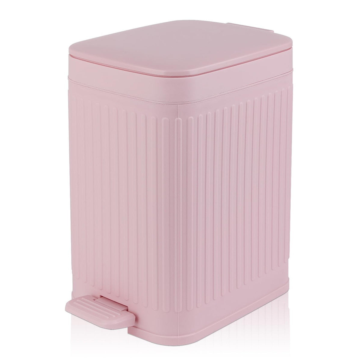 rejomiik pink small trash can with dual-action lid for convenient waste disposal at home