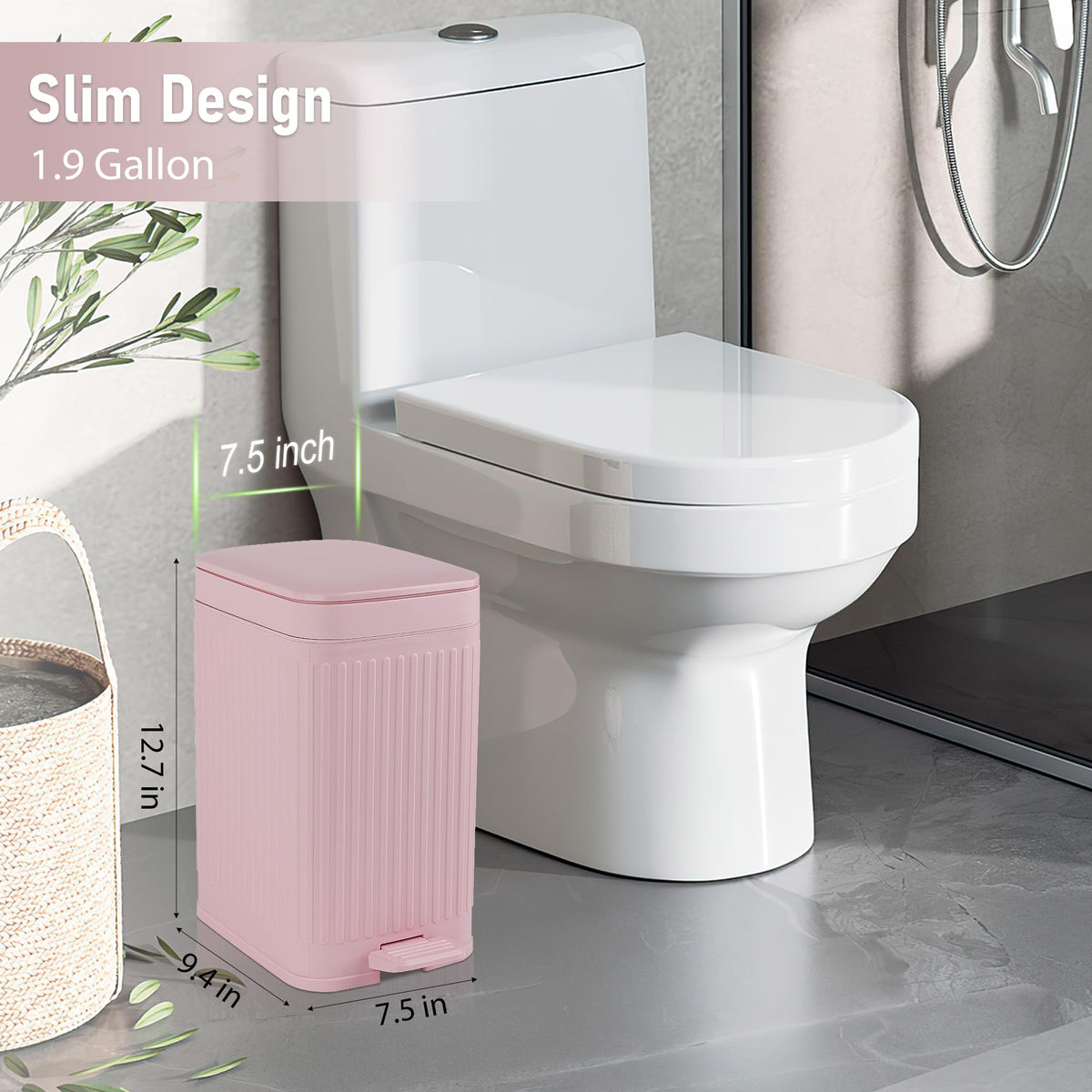rejomiik pink trash can with foot pedal for hands-free waste disposal in tight spaces