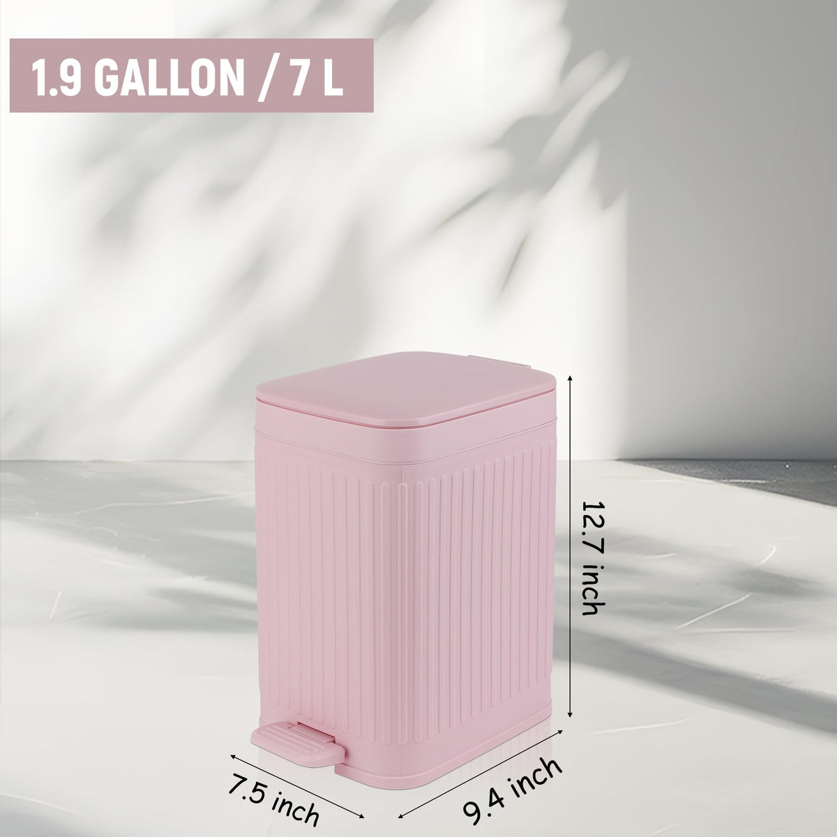 hidden bag ring on the rejomiik pink trash can keeps liners secure and tidy