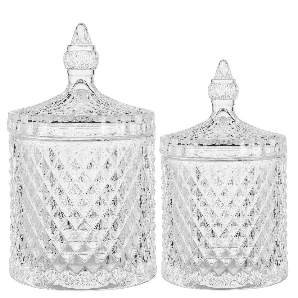rejomiik qtip holder small clear glass with lid keeps cotton tips organized and clean.