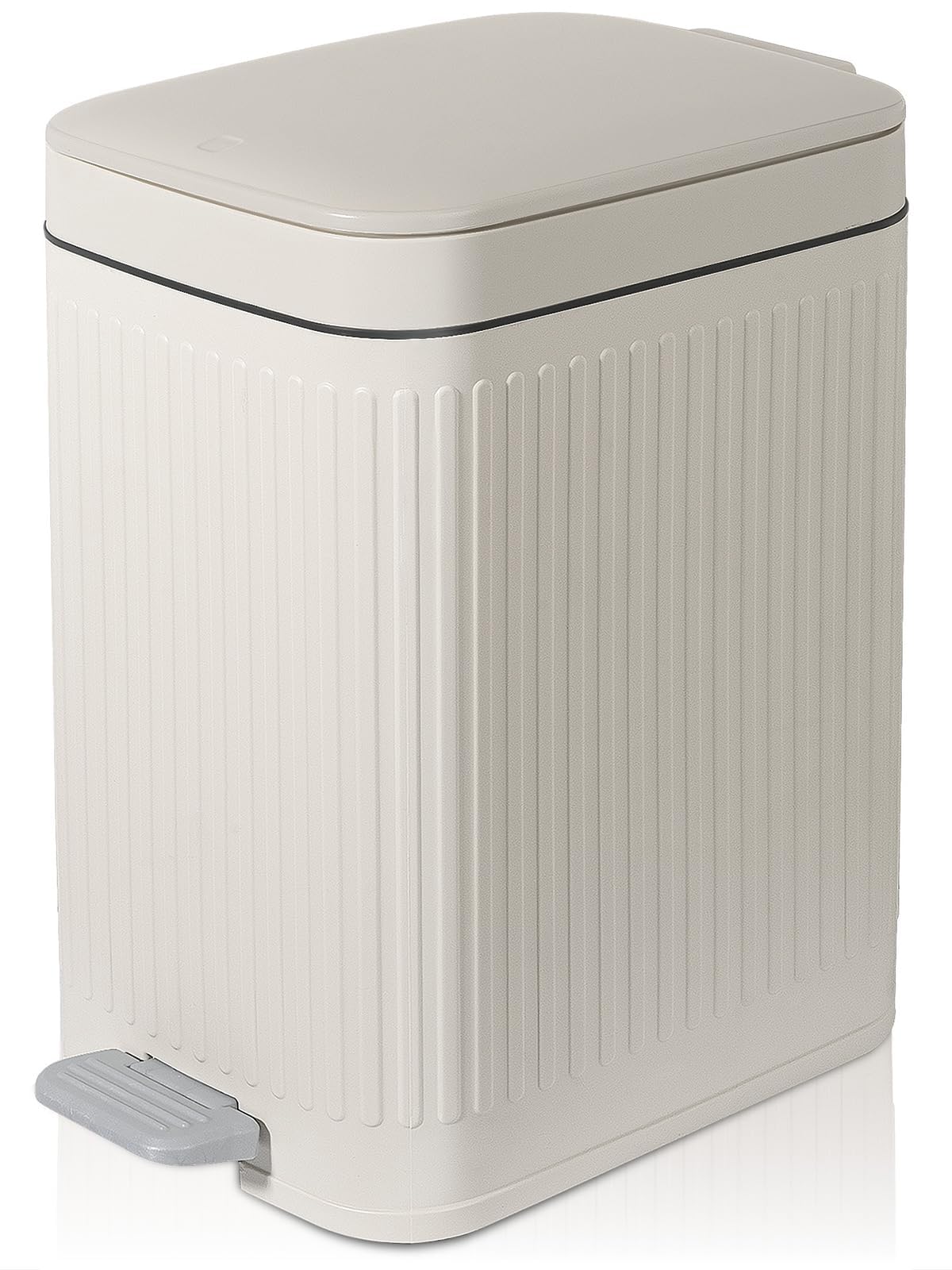 rejomiik small bathroom trash can with lid cream, space-saving for tight spaces