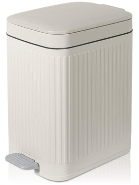 rejomiik small bathroom trash can with lid cream, space-saving for tight spaces