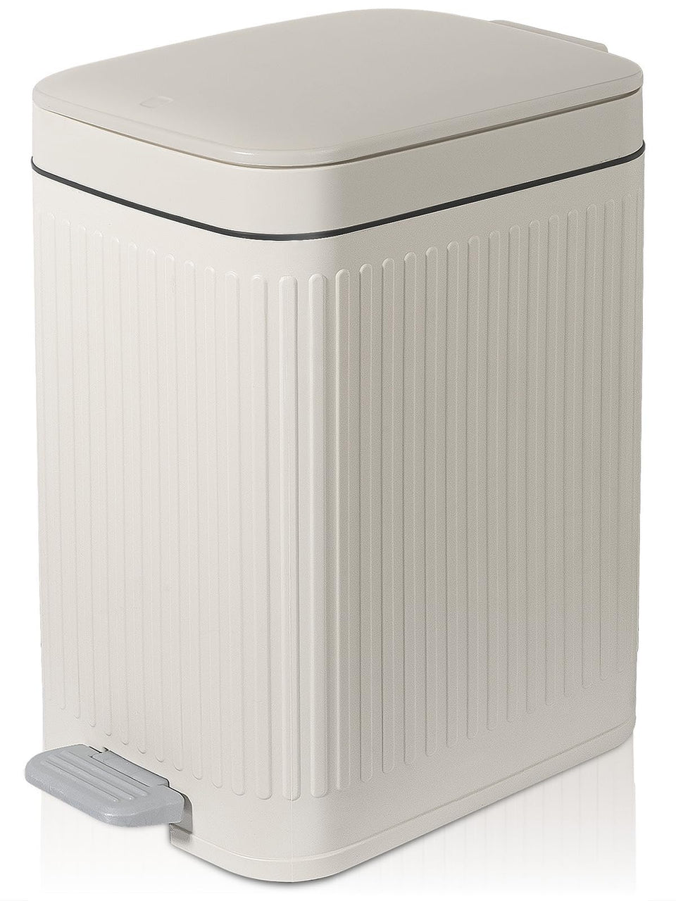 rejomiik small bathroom trash can with lid cream, space-saving for tight spaces