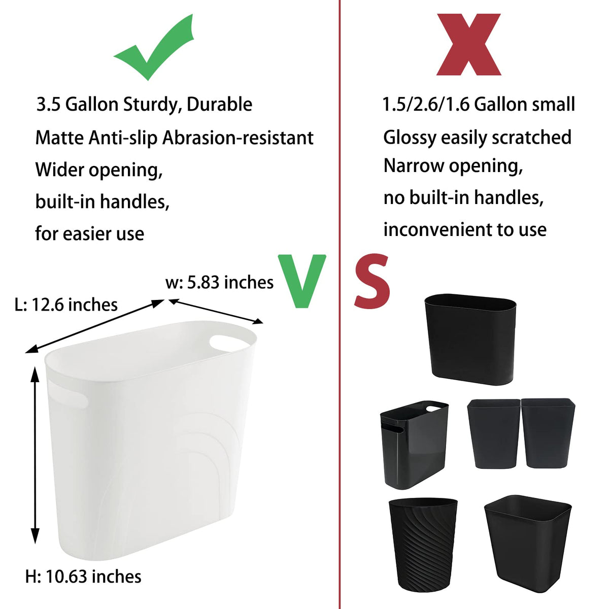 rejomiik small trash can open top showing roomy 3.5 gallon capacity.
