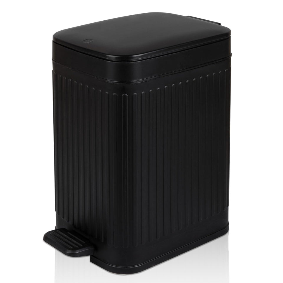 Rejomiik small trash can with lid in black for compact spaces