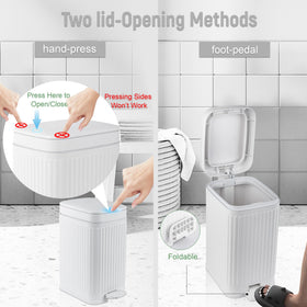 Rejomiik soft-close lid keeps noise down and contents hidden.