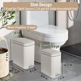 rejomiik step-action pedal trash bin cream, hands-free disposal option