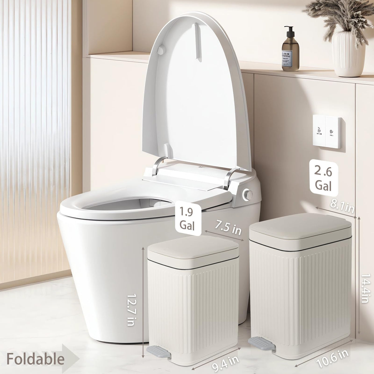 rejomiik step-on lid trash can with soft-close for quiet use
