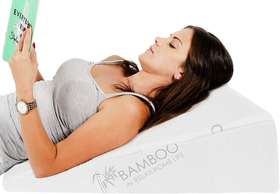 Relax HOME LIFE bed wedge pillow top view with memory foam for enhanced sleep comfort