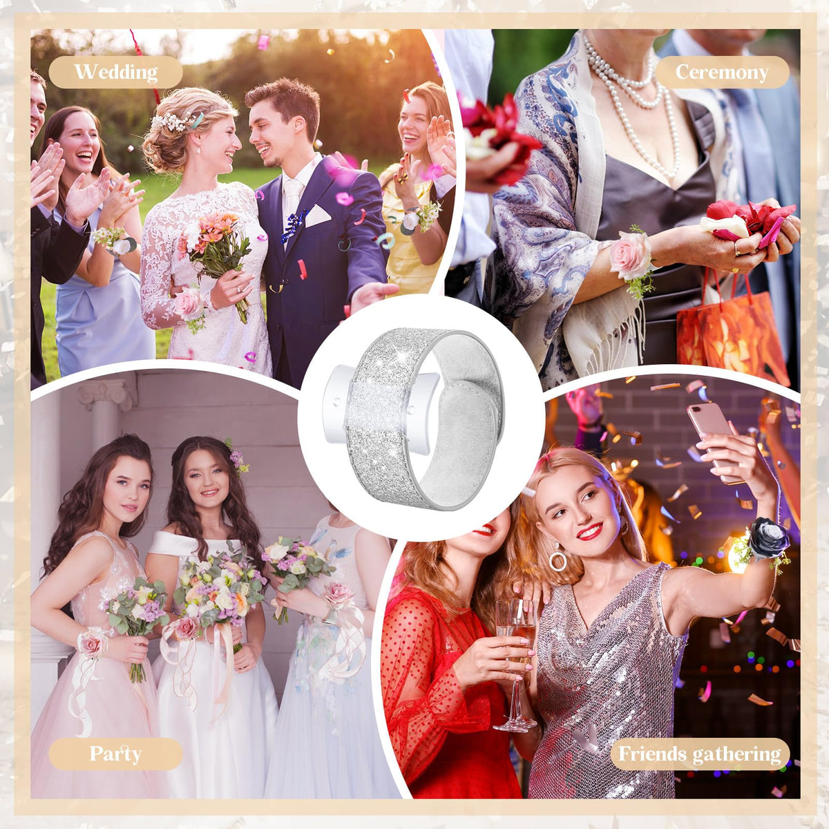 Relaxgiant 12-piece silver corsage set ready for weddings and parties