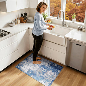 RELEANY abstract pattern blue grey rug adds modern color to living spaces