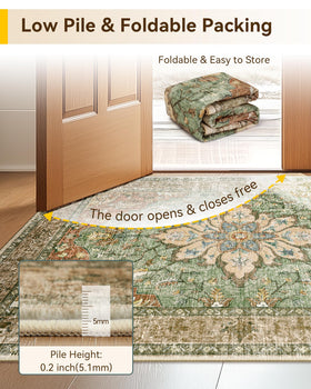RELEANY 2x10 entryway rug, welcomes guests with easy upkeep