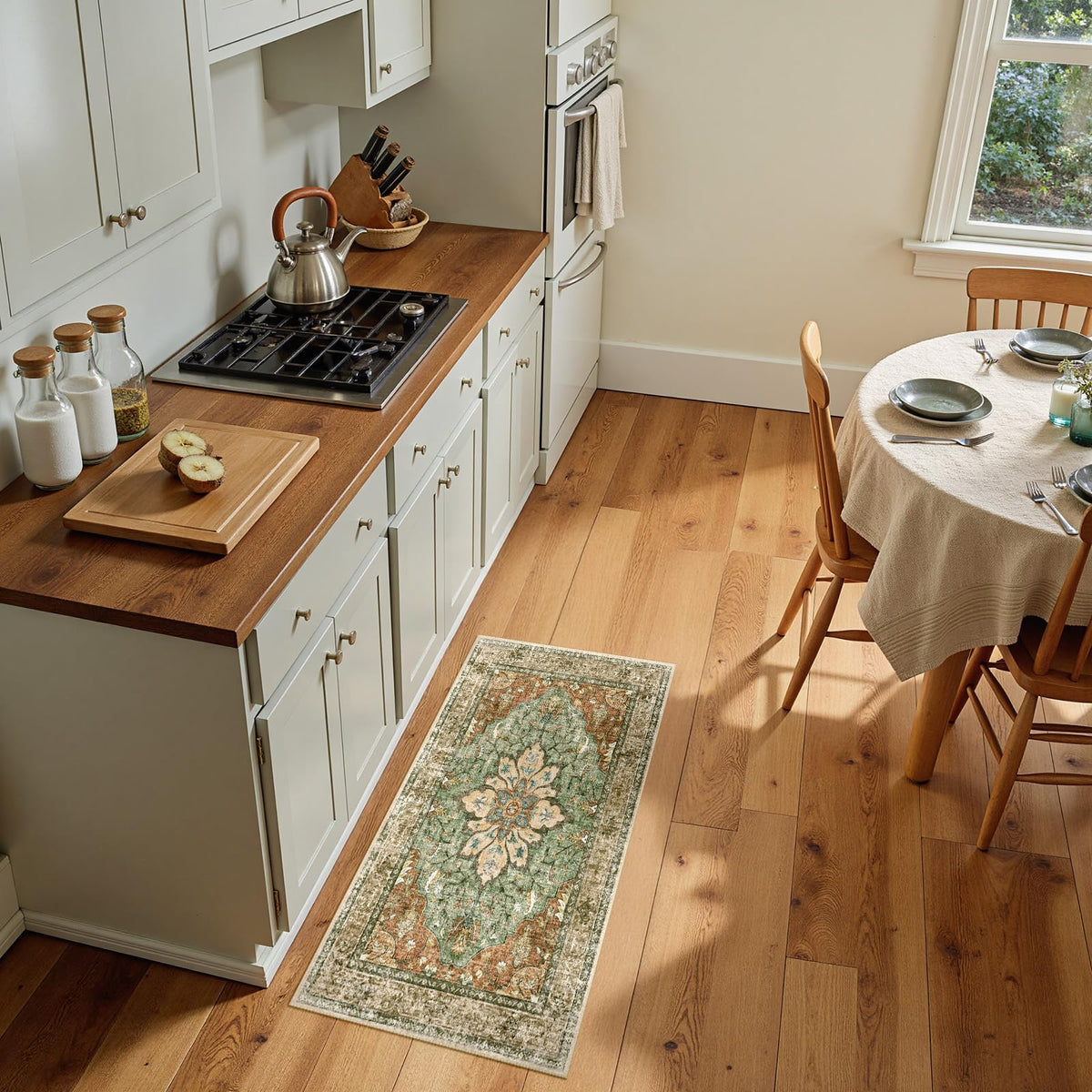 RELEANY area rug rust shade adds warm accent with machine washable convenience.