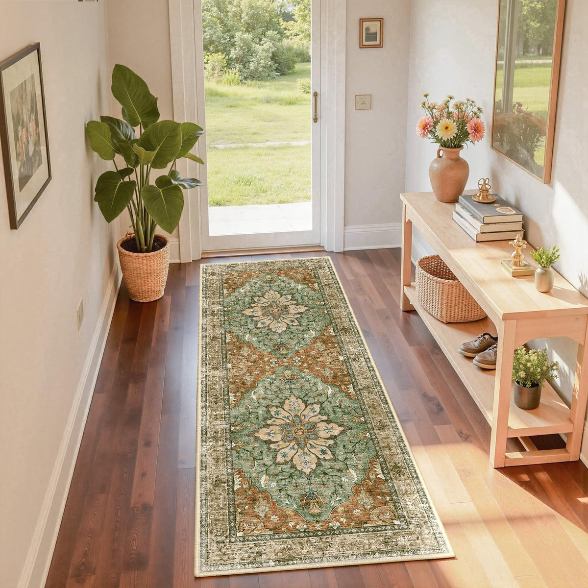 RELEANY 2x6 runner rug with non-slip backing keeps kitchen floors safe.