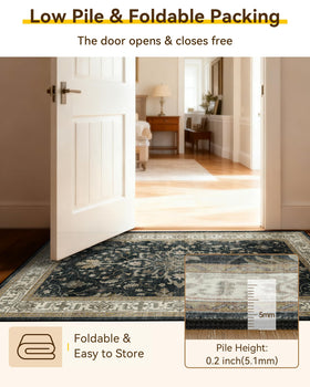 Non-slip backing on RELEANY rug keeps it securely in place on smooth floors