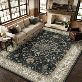 RELEANY area rug 8x10 with floral distress medallion design for living rooms