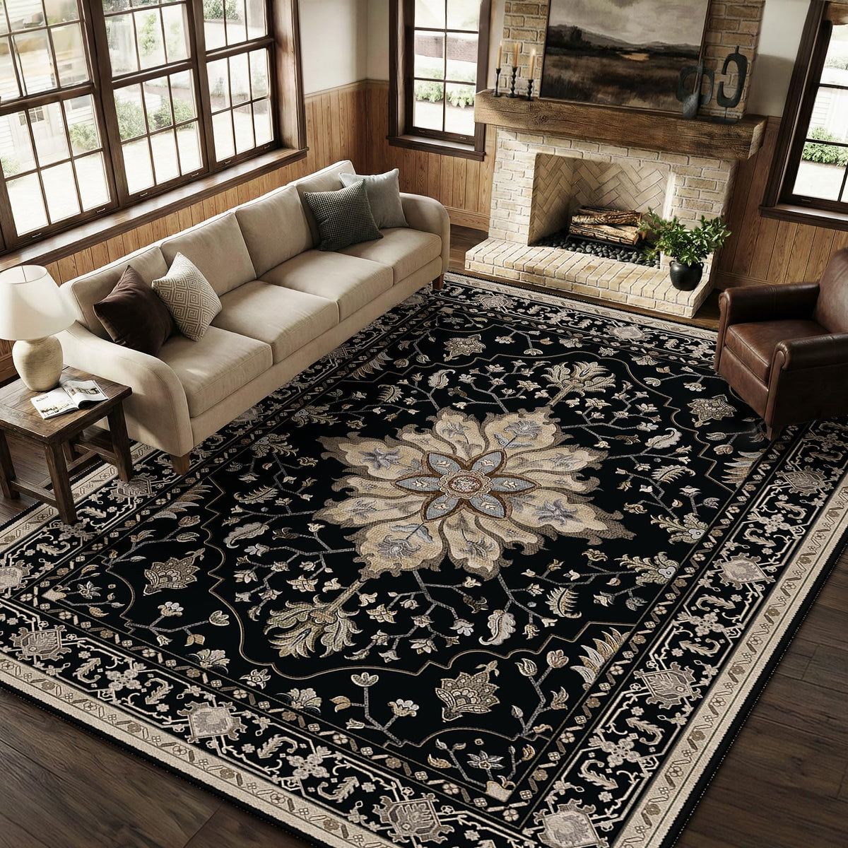 RELEANY 8x10 floral medallion rug for living room decor