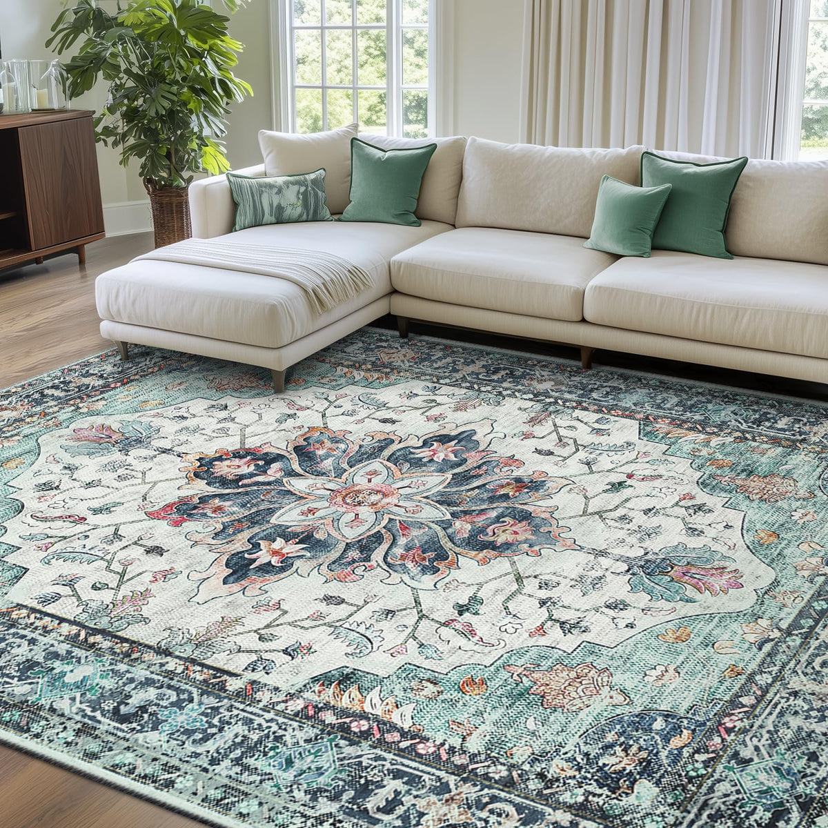 RELEANY 8x10 area rug with non-slip backing for safety and style