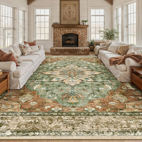 RELEANY 9x12 washable area rug with non-slip backing for safe living room use