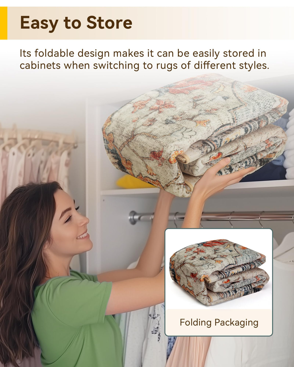 RELEANY machine-washable area rug for easy cleaning after spills