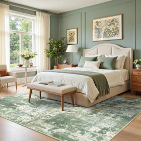 RELEANY rug with non-slip backing stays flat in entryways and high-traffic zones.