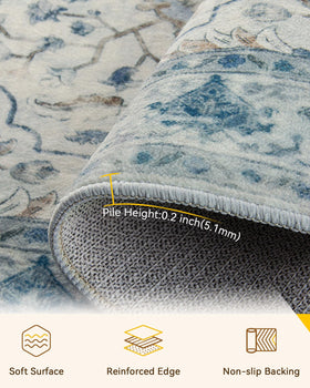 RELEANY area rug soft-pile underfoot adds comfort in high-traffic spaces.