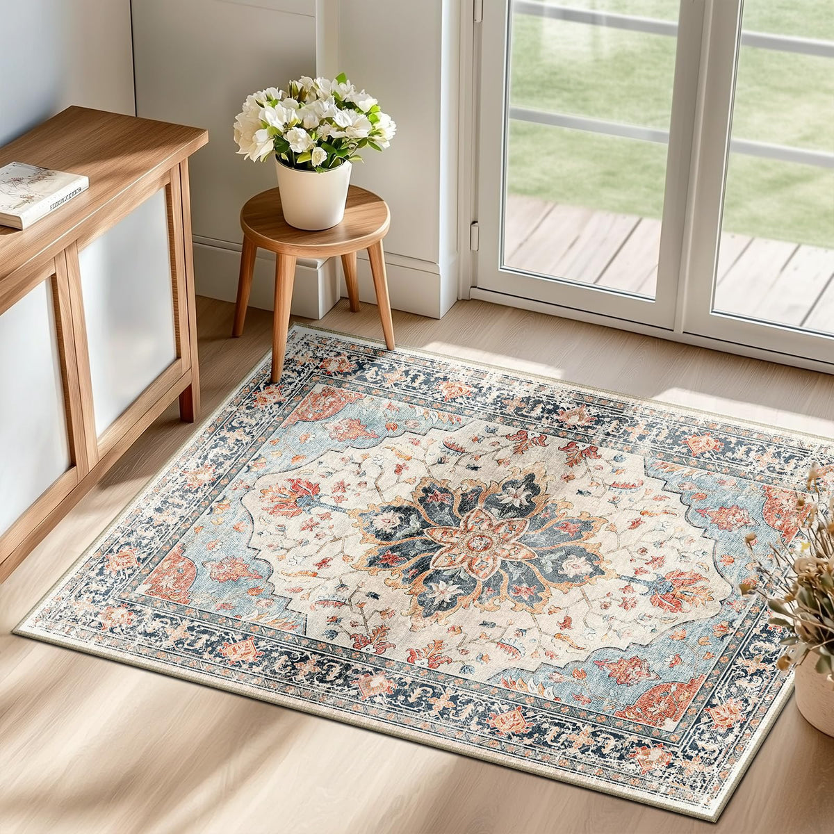 RELEANY floral vintage medallion rug adds timeless charm to the living room