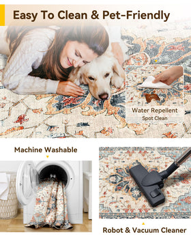 RELEANY machine-washable rug enables easy cleanup after spills