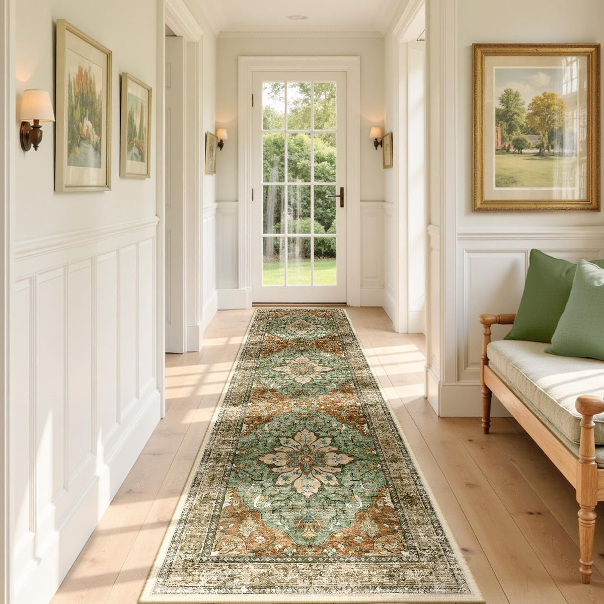 RELEANY 2x8 runner non slip rug in kitchen helps prevent slips and spills