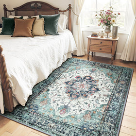 RELEANY floral distressed medallion pattern adds vintage charm to decor