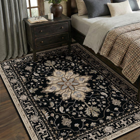 RELEANY living room setup featuring the 5x7 floral rug