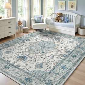 RELEANY area rug 5x7 with washable non-slip backing for easy cleaning.