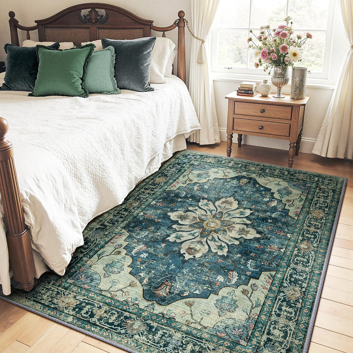 RELEANY area rug living room setup showcasing 5x7 size and stylish design.