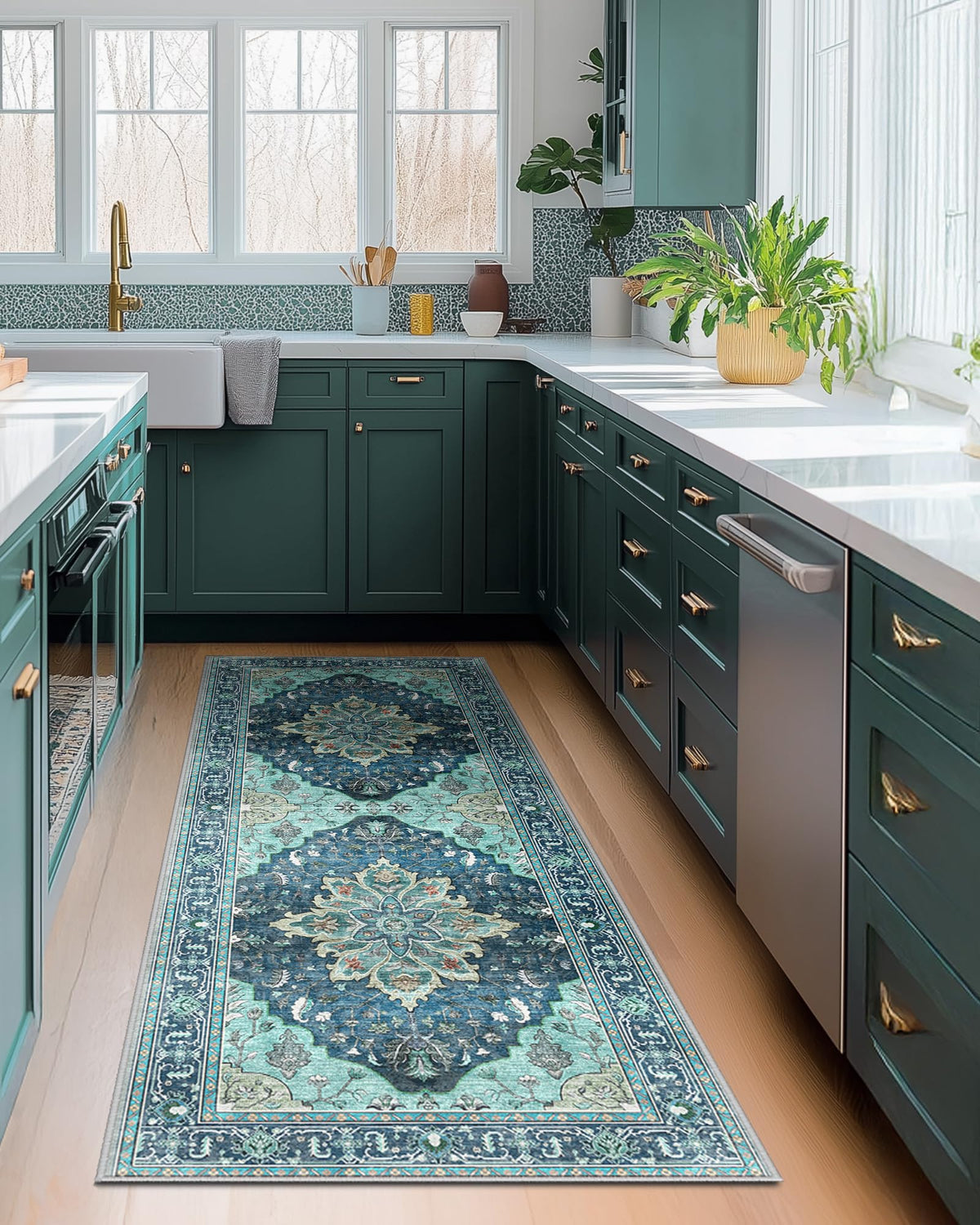 RELEANY soft, low-pile rug enhances barefoot comfort at home.