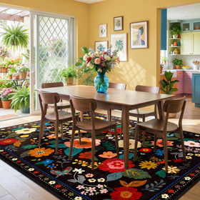 RELEANY boho-print rug texture adds cozy vibe to living spaces.