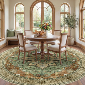 RELEANY distress floral pattern living room rug adds vintage charm