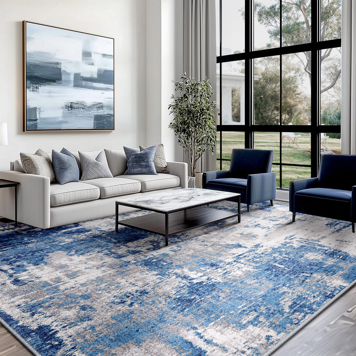 RELEANY rug features reinforced edges for durability and long-lasting wear.